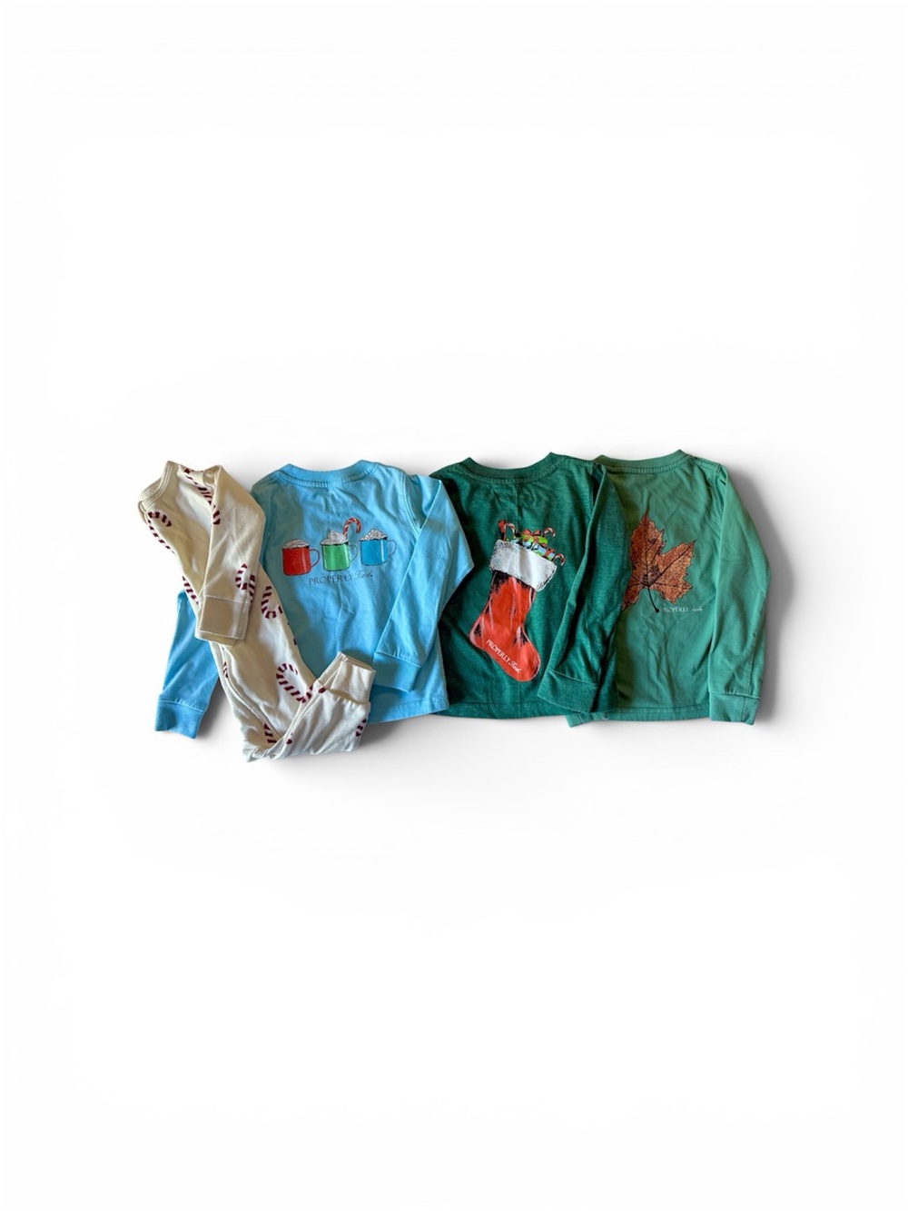 Properly Tied Baby Boy Long Sleeve T Shirt Christmas Bundle Set CandyCane PJ 12M